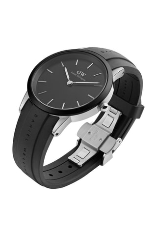 Montre à quartz en caoutchouc Motion - Noir et argenté - 40 mm