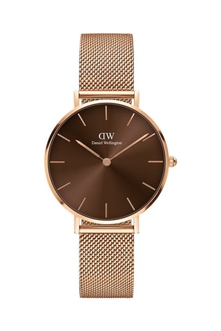 Montre à quartz en acier et plaqué or rose Petite Amber