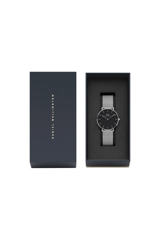Montre à quartz en acier Sterling 36 mm - Argenté et noir