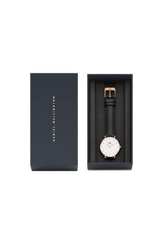 Montre à quartz en cuir Sheffield 32 mm - Noir et doré rose