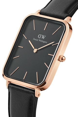 Montre à quartz en cuir Quadro Pressed Sheffield 29 x 36,5 mm - Noir