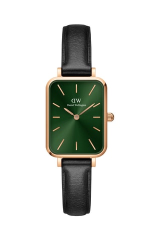 Montre à quartz en cuir Forest 20 x 26 mm - Noir et doré rose