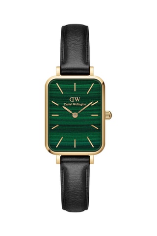 Montre à quartz en cuir Quadro 20 x 26 mm - Noir et doré