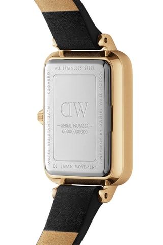 Montre à quartz en cuir Quadro 20 x 26 mm - Noir et doré