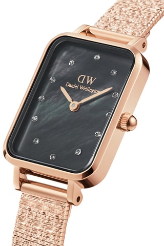 Montre à quartz en acier Quadro 20 x 26 mm - Doré rose et noir