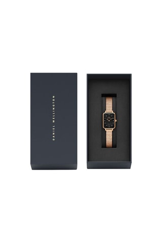Montre à quartz en acier Quadro 20 x 26 mm - Doré rose et noir
