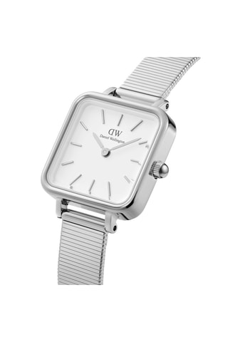 Montre à quartz en acier Studio 22 x 22 mm - Argenté et blanc