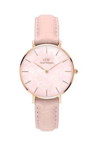Montre à quartz en cuir Petite 32 mm - Rose et doré rose