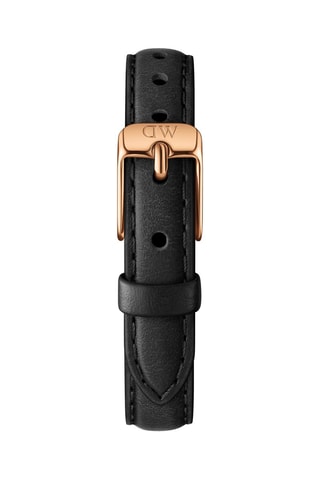 Montre à quartz en cuir Petite 24 mm - Noir et doré rose