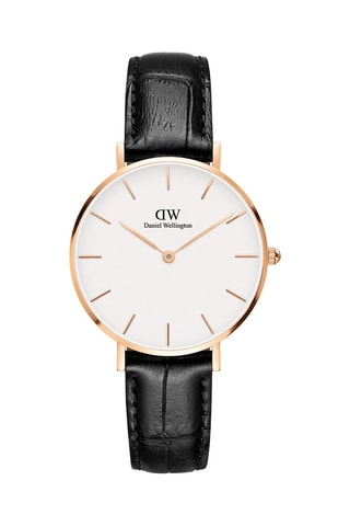 Montre à quartz en cuir et plaqué or rose Petite Reading