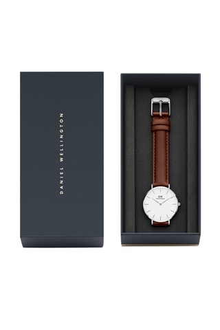 Montre à quartz en cuir Petite St Mawes - Marron et argenté