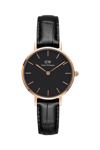 Montre à quartz en cuir et plaqué or rose Petite Reading