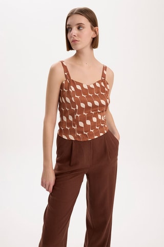 Camisola de alças - 
Castanho