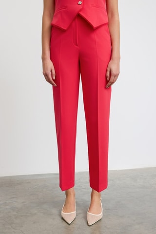 Calças de cintura alta - Vermelho