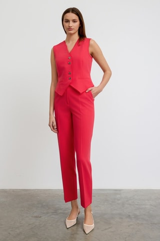 Calças de cintura alta - Vermelho