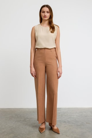 Pantalon taille haute - Camel