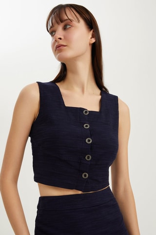Crop top 
Azul-marinho