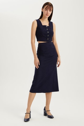 Crop top 
Azul-marinho
