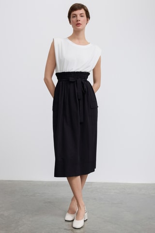 Vestido midi - Cru e preto