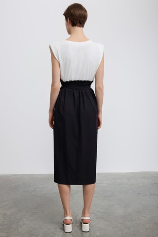 Vestido midi - Cru e preto