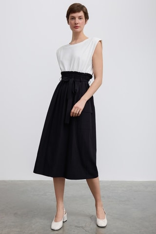 Vestido midi - Cru e preto
