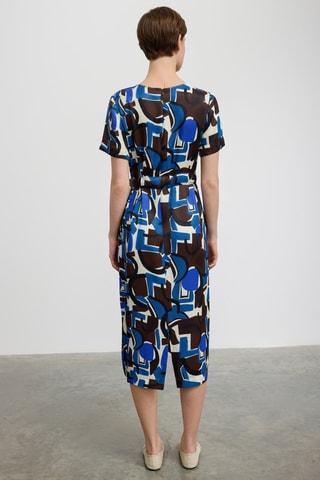 Vestido midi - Azul e castanho