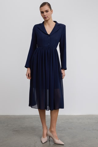 Vestido midi - Azul-marinho