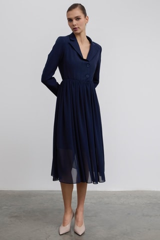 Vestido midi - Azul-marinho