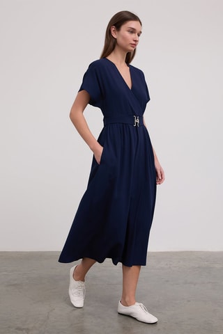 Vestido traçado - Azul-marinho