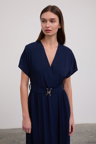 Vestido traçado - Azul-marinho