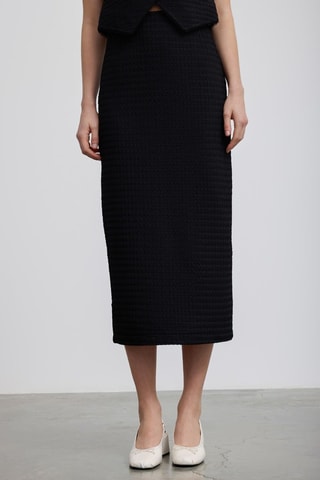 Saia midi cintura alta - Preto