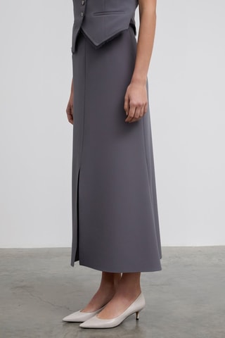 Jupe longue taille haute - Anthracite