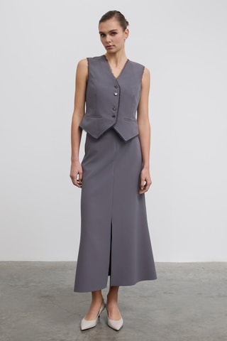 Jupe longue taille haute - Anthracite