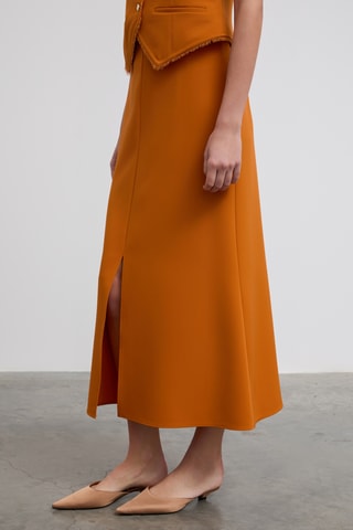 Jupe longue taille haute - Moutarde