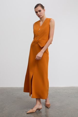 Jupe longue taille haute - Moutarde