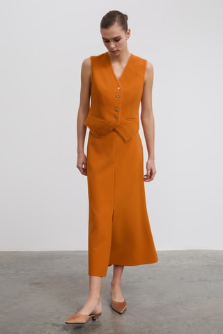 Jupe longue taille haute - Moutarde