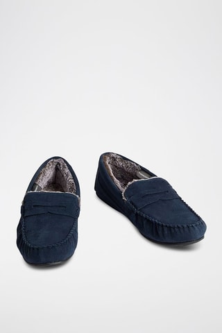 Mocassins forrados em nobuck - Azul-marinho
