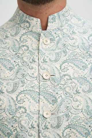 Colete de fato em linho - Branco e azul