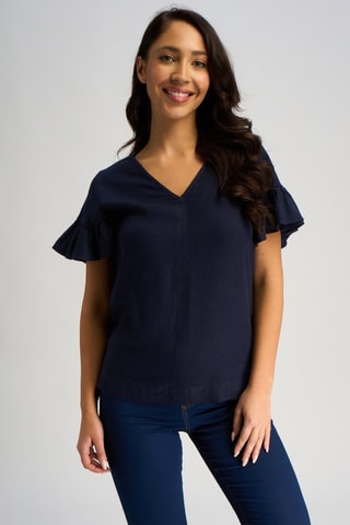 Top em linho - Azul-marinho