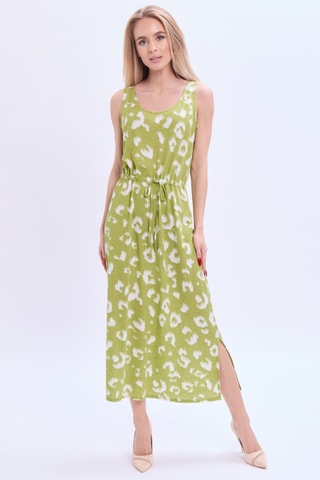 Vestido comprido em linho - Caqui