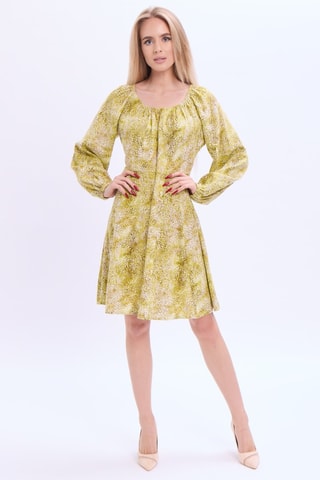 Vestido estilo patinadora em linho - Verde