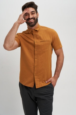 Camisa relaxed em linho - Mostarda