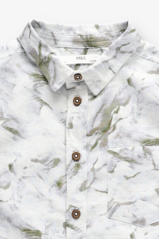 Camisa em linho - Branco e verde