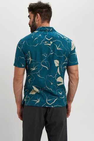 Camisa regular em linho - Azul