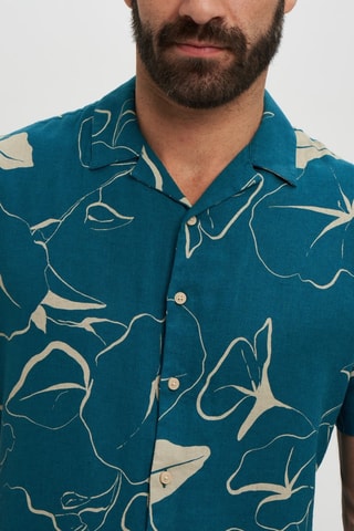 Camisa regular em linho - Azul