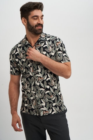 Camisa regular em linho - Preto