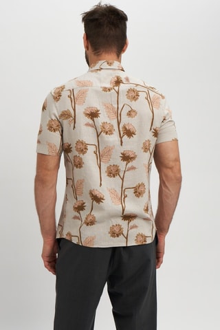 Camisa regular em linho - Bege