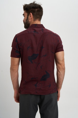 Camisa regular em linho - Bordô e azul-marinho