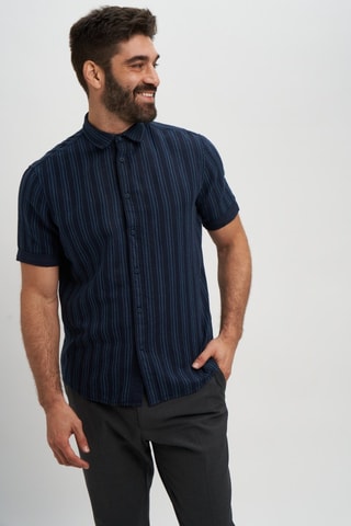 Camisa em linho - Azul-marinho