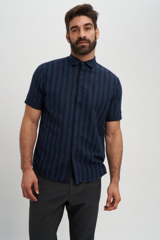 Camisa em linho - Azul-marinho